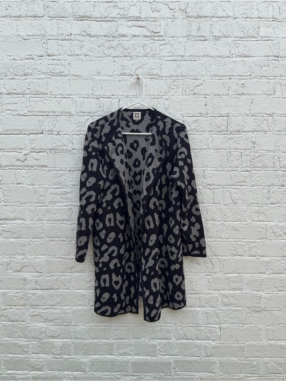 Anne Klein Leopard Open-Front Cardigan - Black & Gray